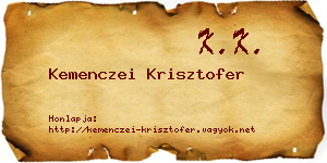 Kemenczei Krisztofer névjegykártya
